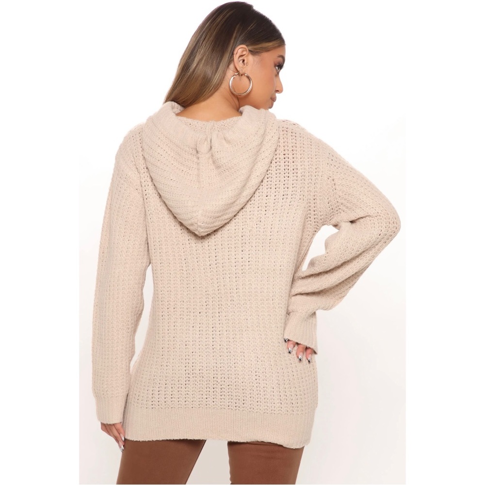 FASHION NOVA Hooded Khaki Sweater. - Picture 2 of 5